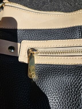 Charming Charlie Black and Beige Two-Tone Tote with Gold Hardware